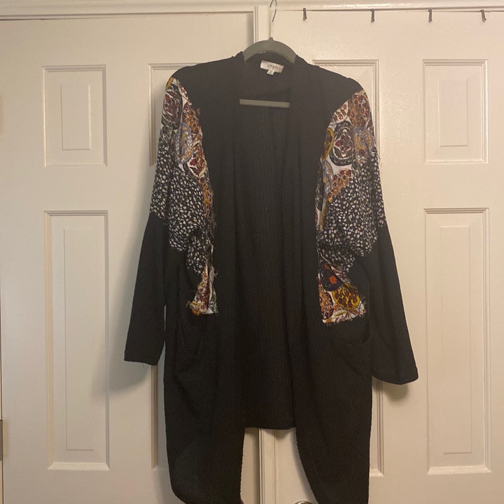 Distressed patchwork cardigan